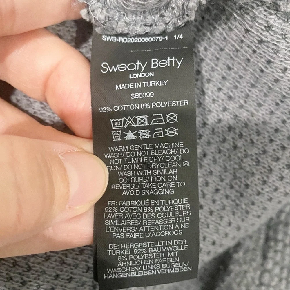 SWEATY BETTY Restful Boucle Grey Funnel Neck Sweatshirt Comfort Size Medium